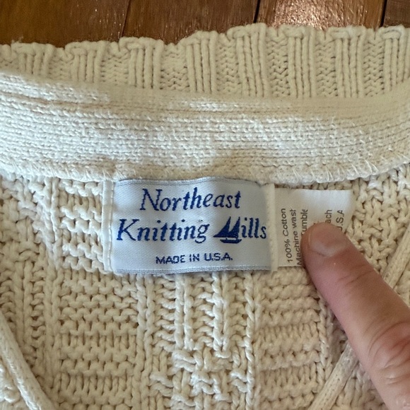 Northeast Knitting Mills Cream Cotton Vintage Sweater Vest Made In USA Size M - Picture 2 of 4